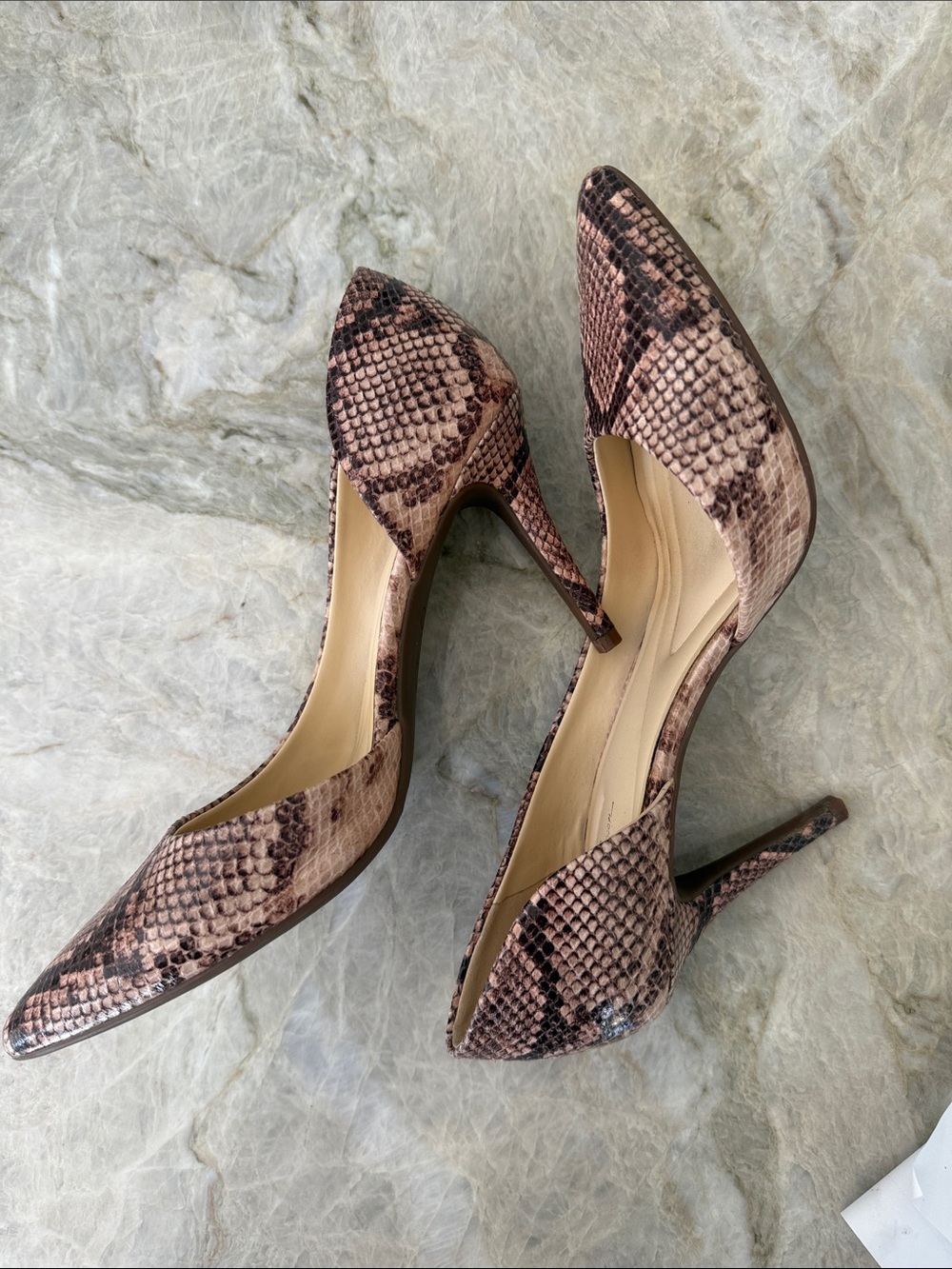 Jessica Simpson Brown Beige Snake-Print Pointed Toe Stiletto Heels 9.5 - Picture 3 of 8